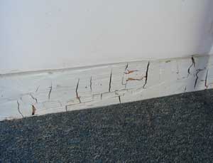 Cubing in a skirting board - typical of Dry Rot